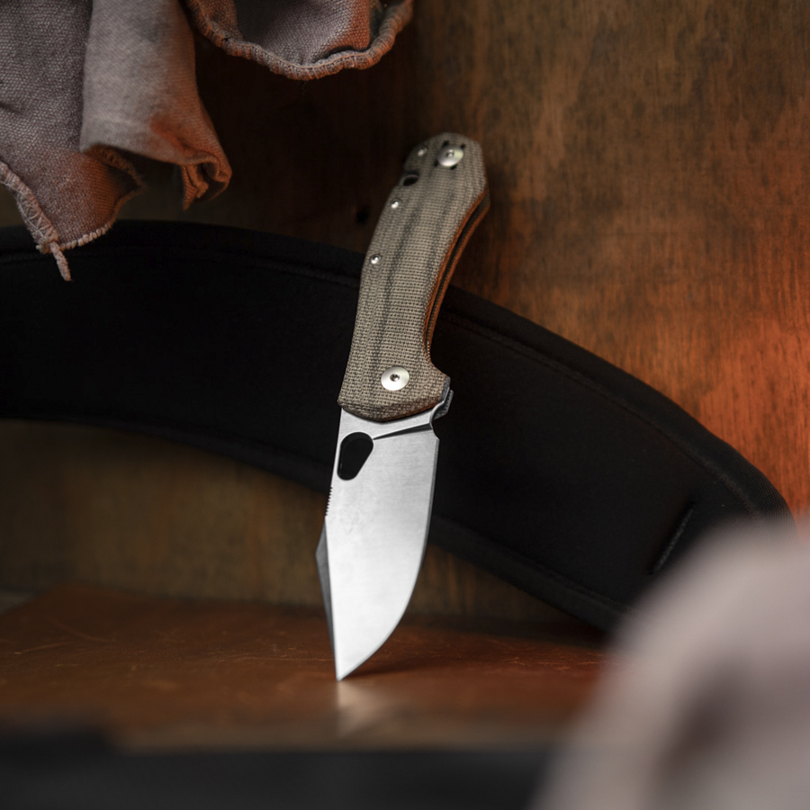 Vero Engineering Vero Impulse Thin EDC Pocket Knife - Hand Satin Blade /  Stonewashed Handle, Pocket Knives